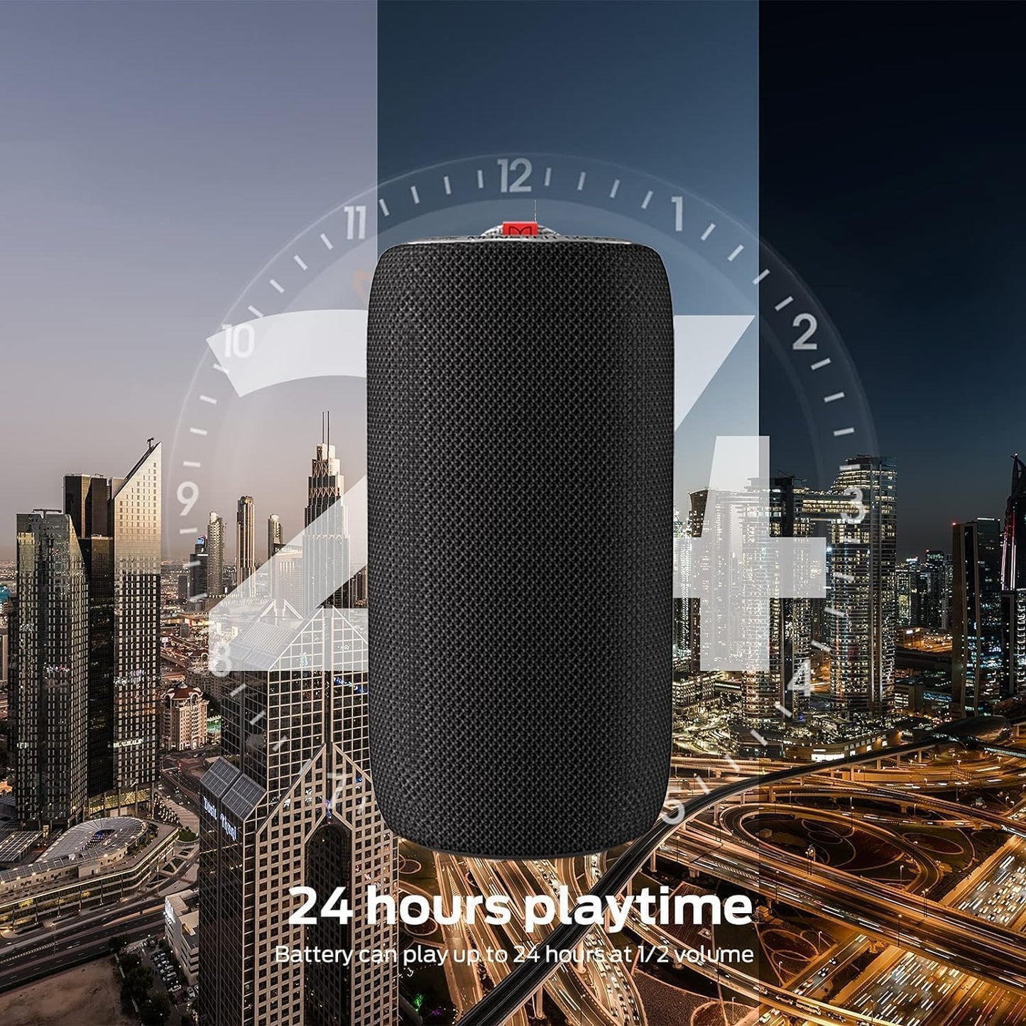 Upgraded Bluetooth Speaker, 30W Portable Speaker, 360° Stereo Sound with Punchy bass, TWS Pairing, IPX6 Waterproof, Bluetooth 5.2, 24H Playtime, Perfect for Home, Outdoor, Beach, Black