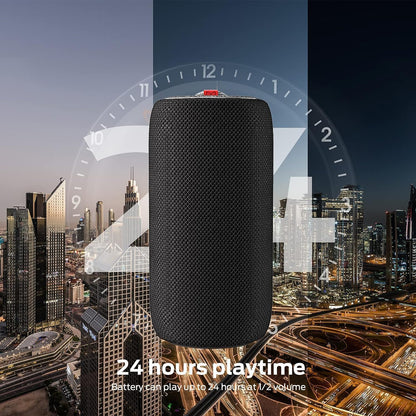 Upgraded Bluetooth Speaker, 30W Portable Speaker, 360° Stereo Sound with Punchy bass, TWS Pairing, IPX6 Waterproof, Bluetooth 5.2, 24H Playtime, Perfect for Home, Outdoor, Beach, Black