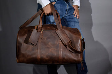 Vintage Full Grain Leather Large Duffle Gym Bag
