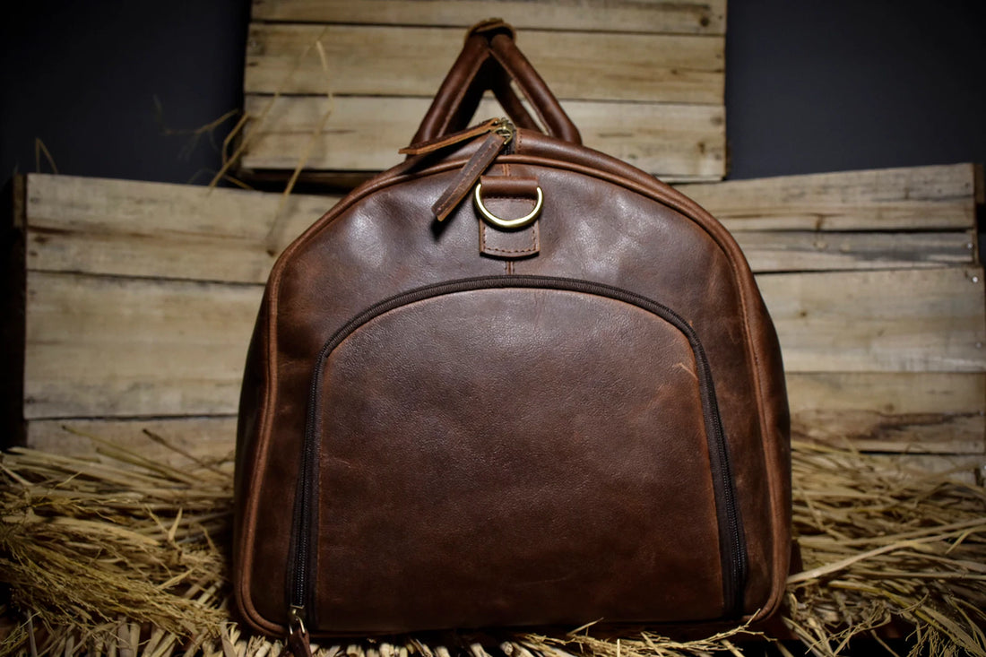Vintage Full Grain Leather Large Duffle Gym Bag