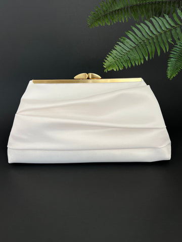 Ruched Satin Kiss Lock Evening Clutch
