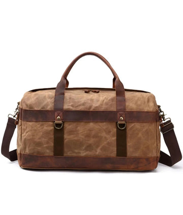 Waxed Canvas Leather Trim Travel Duffle Gym Bag