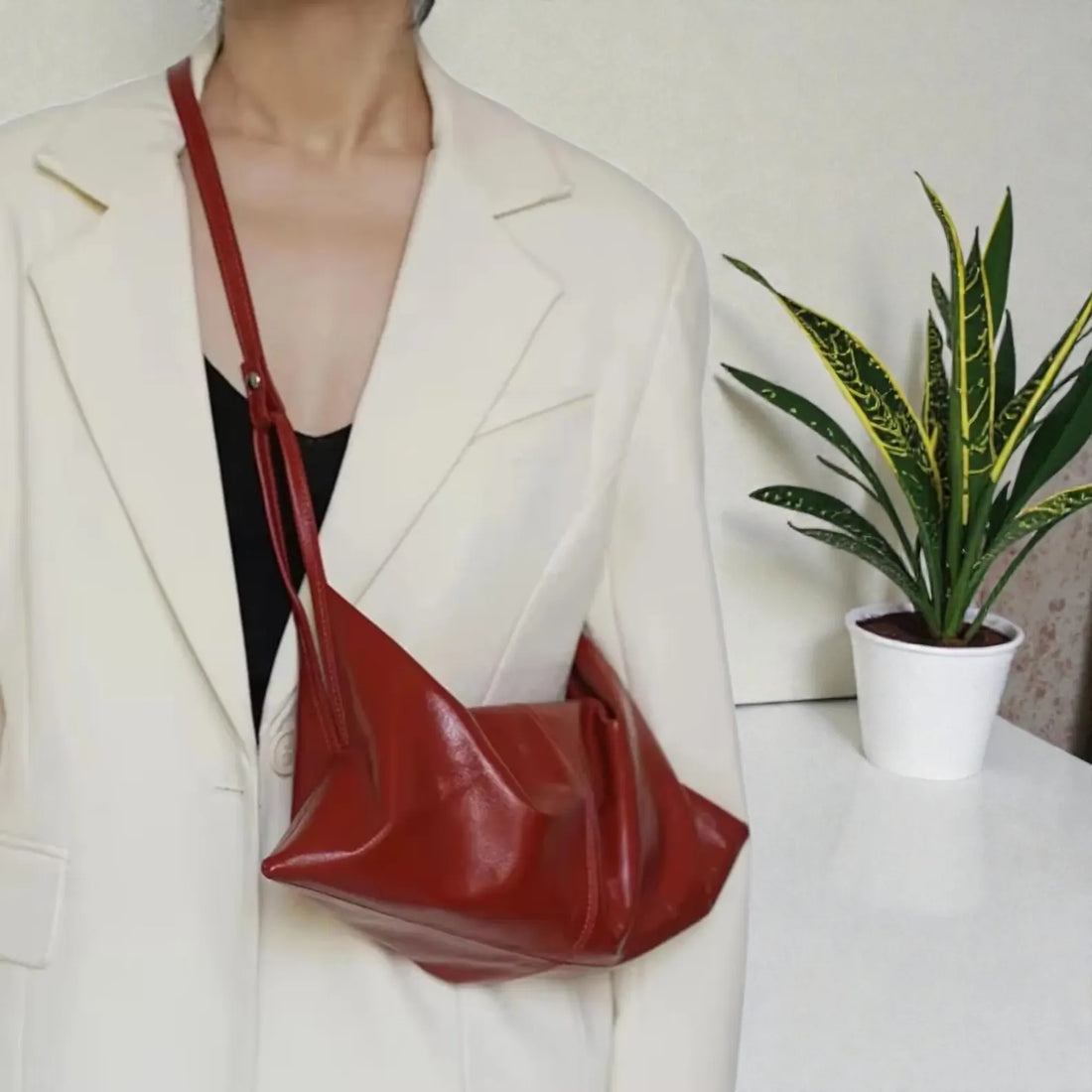 Soft Foldable Geometric Crossbody Bag