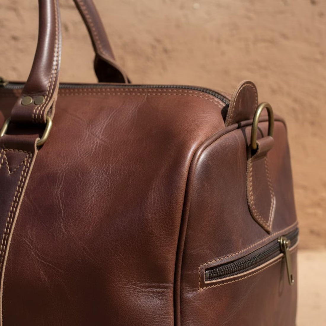 Vintage Full Grain Leather Duffle Gym Bag