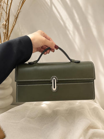 Minimal Flap Top Handle Clutch Bag