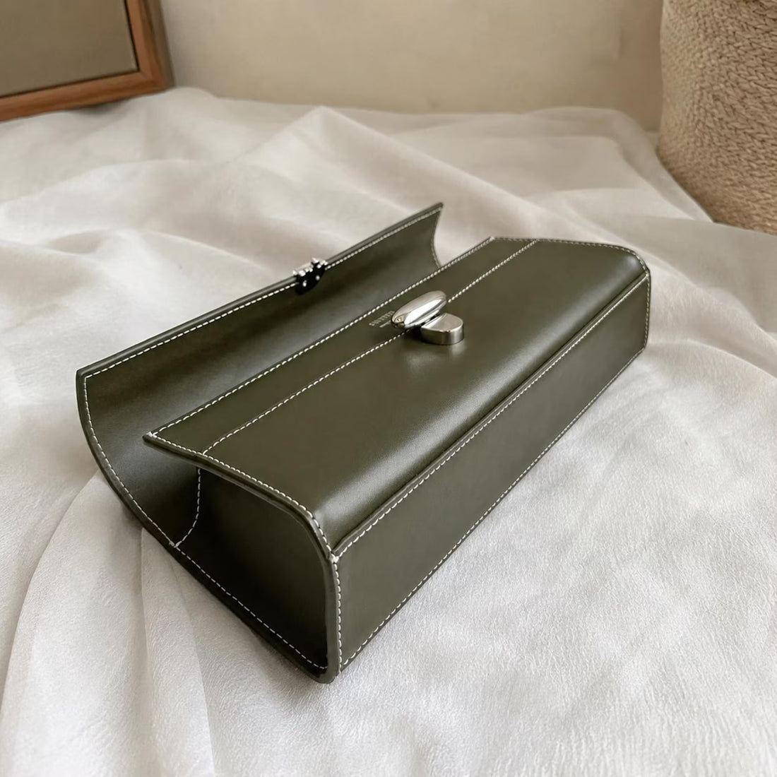 Minimal Flap Top Handle Clutch Bag